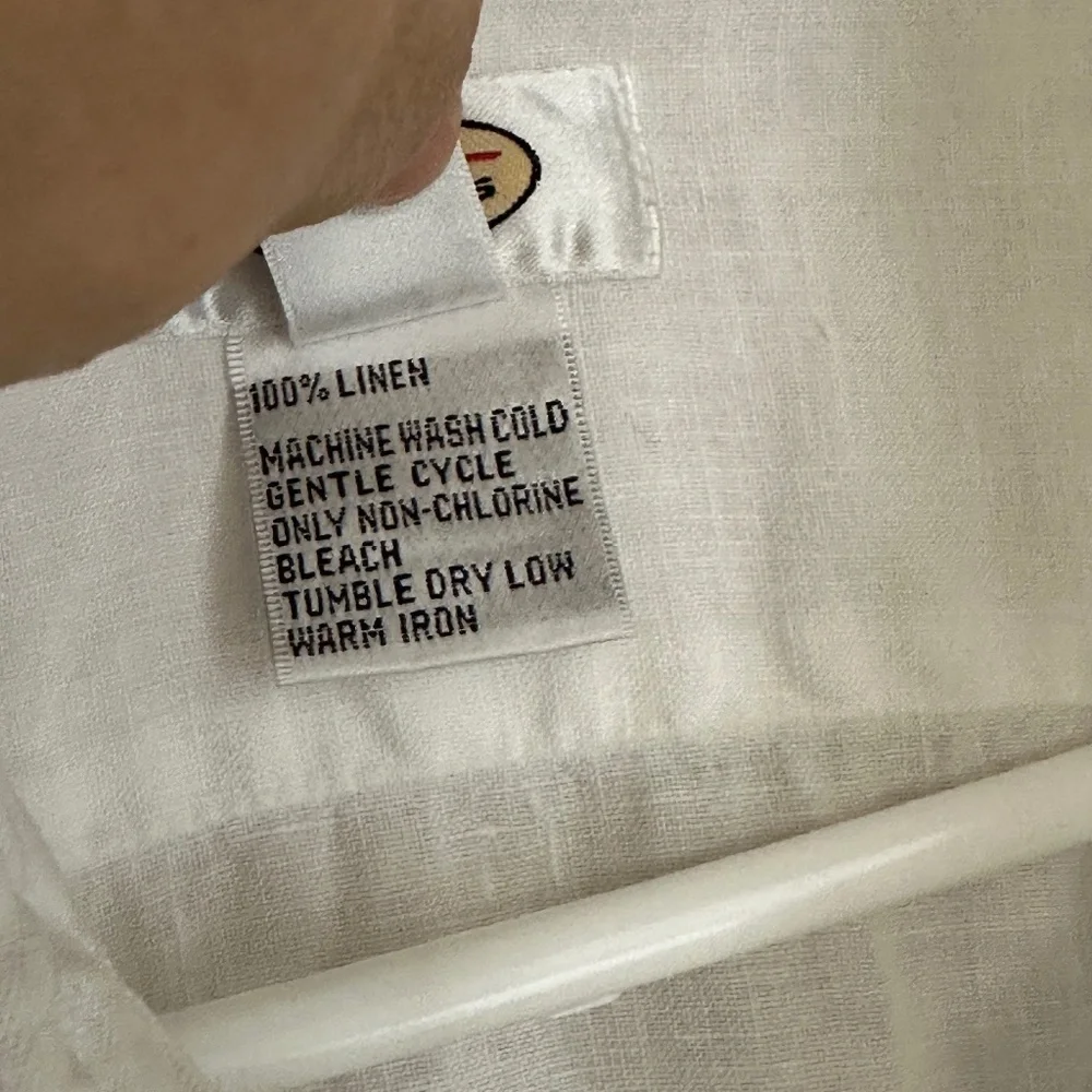 Talbots 100% Irish Linen White Long Sleeve Button Up Blouse Large - Picture 4 of 13